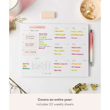Lamare Weekly Planner Notepad - 52 Tear Off Sheets