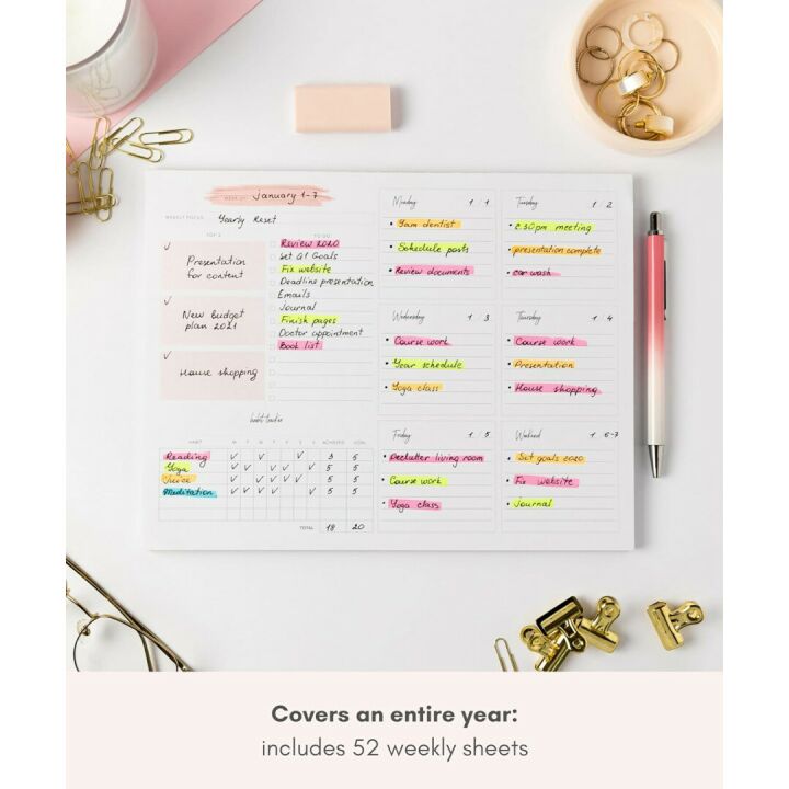 Lamare Weekly Planner Notepad - 52 Tear Off Sheets