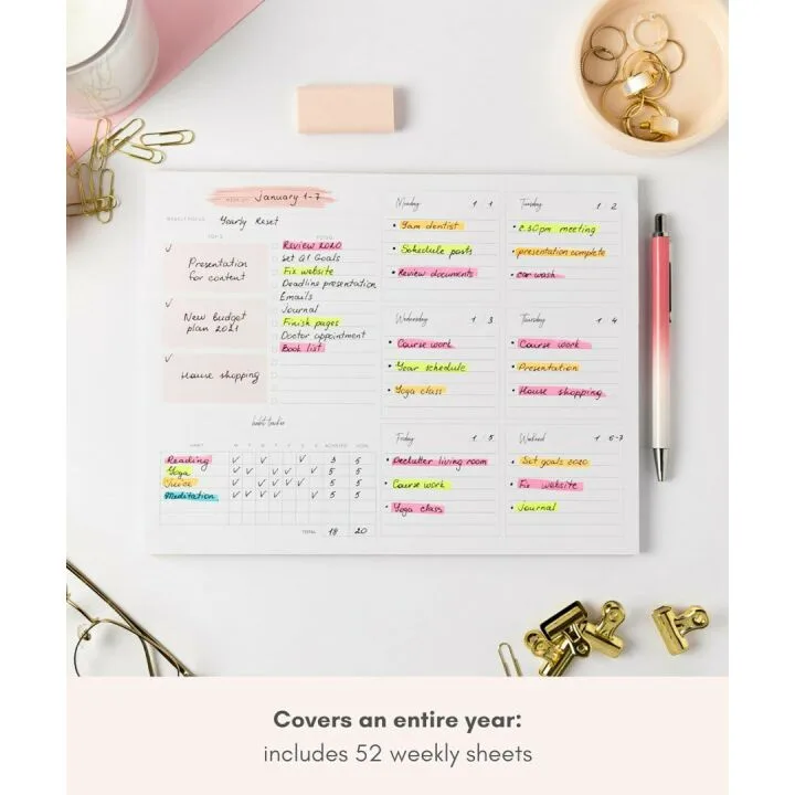 Lamare Weekly Planner Notepad - 52 Tear Off Sheets