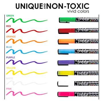 Loddie Doddie Fine Tip Liquid Chalk Markers - 8 Erasable Low-Odor Neon Colors for Chalkboard or Blackboard - Dry Erase Markers