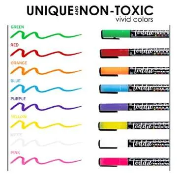 Loddie Doddie Fine Tip Liquid Chalk Markers - 8 Erasable Low-Odor Neon Colors for Chalkboard or Blackboard - Dry Erase Markers