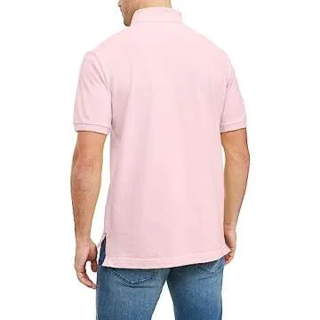 Tommy Hilfiger Men's Polo Shirt Classic Fit, Pebble Pink Large