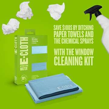 E-Cloth Window Cleaning Cloth - Window and Glass Cleaning Cloth, Streak-Free Windows with just Water...