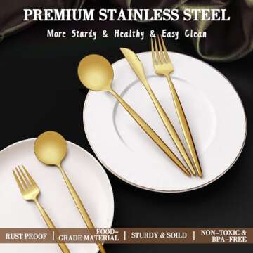 Elegant 40-Piece Gold Flatware Set for 8