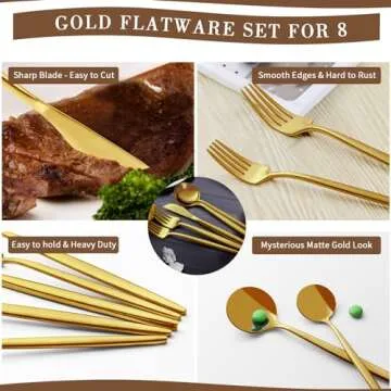 Elegant 40-Piece Gold Flatware Set for 8