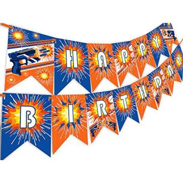 Dart War Happy Birthday Banner Pennant - Fun & Vibrant Decor for Parties