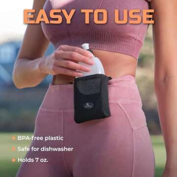 Running Buddy Magnetic H2O Pouch - Black | 4x4 in, Includes 7 Oz Water Bottle | Runners Hydration Bottle Holder | Beltless, No Chafe, No Bounce | Great for Running, Walking & Travel | For Men & Women