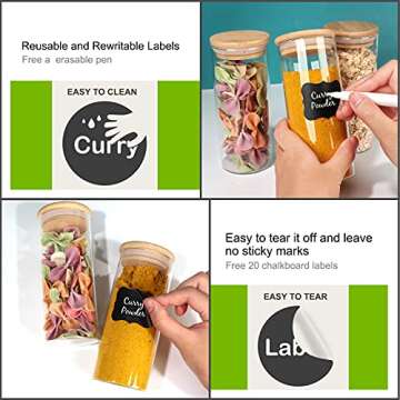 Glass Food Storage Containers Jars with Airtight Bamboo Lid 13 oz 15 pcs, 390 ml Pantry Organization Jar, Glass Terrarium with Lid, Spice, Flour and Sugar Container, Canister Set for Kitchen Counter