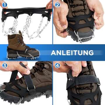 Premium crampons for Mountain Boots with 19 Stainless Steel Spikes - Professional Anti-Slip Boot Spikes for Snow & ice - Winter Spikes for Hiking Boot Shoes Ice (Light Black with Plastic Bag, L)
