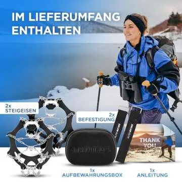 Premium crampons for Mountain Boots with 19 Stainless Steel Spikes - Professional Anti-Slip Boot Spikes for Snow & ice - Winter Spikes for Hiking Boot Shoes Ice (Light Black with Plastic Bag, L)