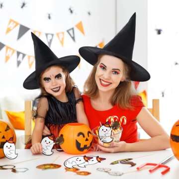 100 Pcs Halloween Candy Decoration Paper Tags Ghost Lollipop Biscuit Holder Cards Trick or Treat Craft Label Party Home DIY Supplies