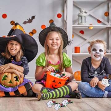 100 Pcs Halloween Candy Decoration Paper Tags Ghost Lollipop Biscuit Holder Cards Trick or Treat Craft Label Party Home DIY Supplies