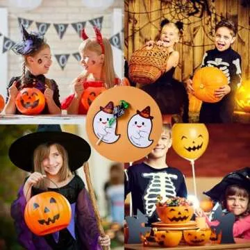 100 Pcs Halloween Candy Decoration Paper Tags Ghost Lollipop Biscuit Holder Cards Trick or Treat Craft Label Party Home DIY Supplies