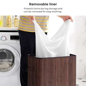 Large Bamboo Laundry Hamper with Lid and Handles
