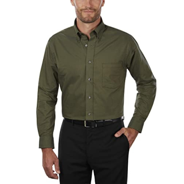 Van Heusen Men's Regular Fit Dress Shirt Dark Green