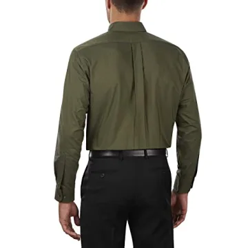 Van Heusen Men's Regular Fit Dress Shirt Dark Green