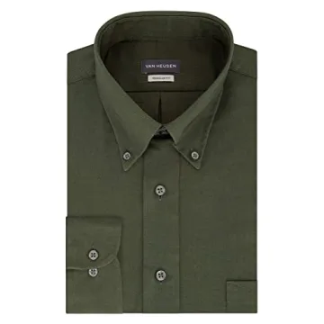 Van Heusen Men's Regular Fit Dress Shirt Dark Green