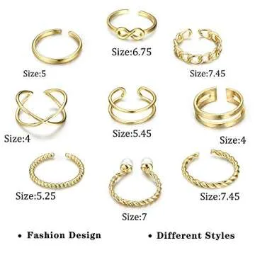 LOYALLOOK 9PCS Vintage Knuckle Stackable Rings Set for Women Bohemian Retro Gold/Silver Plated Midi Ring Hollow Pearl Comfort Fit Vsco Joint Finger Rings Adjustable (Gold Tone)