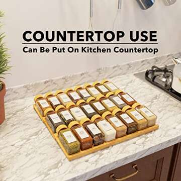 SpaceAid Bamboo Spice Drawer Organizer with 24 Jars