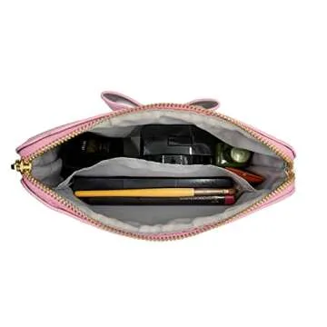 Meli Makeup Bag – Water Resistant Design – Pink Cosmetic Bag for Women and girls – Cosmetic Pouch – Faux Leather Black Makeup Bag – Premium Stitching and Zipper (Pink)