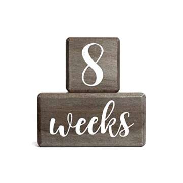 LovelySprouts Premium Solid Wood Baby Milestone Age Blocks + Gift Box | Gray Stained Natural Pine | ...