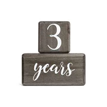 LovelySprouts Premium Solid Wood Baby Milestone Age Blocks + Gift Box | Gray Stained Natural Pine | Weeks Months Years Grade Newborn Photo Props | Pregnancy Gift and Keepsake, Month Photos
