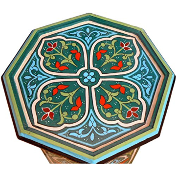 Handmade Moroccan Wood Side End Table in Vibrant Green