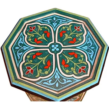 Handmade Moroccan Wood Side End Table in Vibrant Green