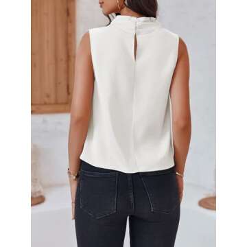 Cicy Bell Women's Mock Neck Satin Tank Top - Chic & Elegant