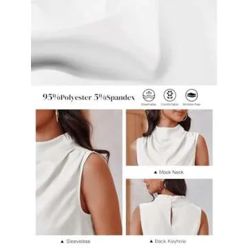 Cicy Bell Women's Mock Neck Satin Tank Top - Chic & Elegant