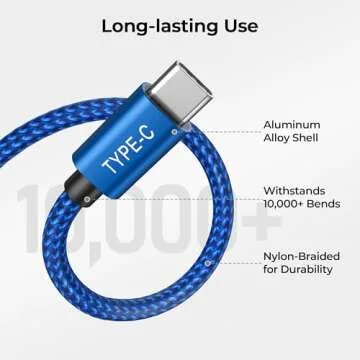 Basesailor USB Type C Charger Cable 3.3FT 2Pack - Fast, Durable, Colorful