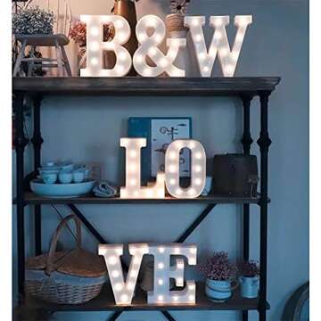 MUMUXI Marquee Light Up Letters | Large Light Up Numbers | Battery Powered and Bright with Every Letter of The Alphabet | for Wedding, Birthday, Party, Celebration, Christmas or Home Decoration (E)