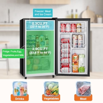 Compact Sweetcrispy Mini Fridge with Freezer - Black