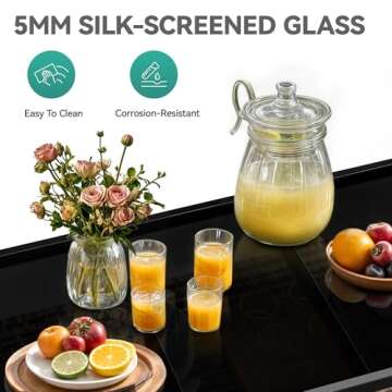 YITAHOME Large Outdoor Kitchen Wicker Island Rolling Cart &Bar Table, Wheels and Black Glass Table Top for Patio, Poolside and Backyard (Light Brown)