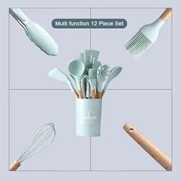 MOOCO MORNING Silicone Kitchen Utensils Set Non-Stick Cookware for Kitchen Wooden Handle Spatula Egg Beaters Kitchenware Kitchen Accessories