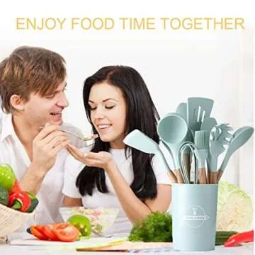 MOOCO MORNING Silicone Kitchen Utensils Set Non-Stick Cookware for Kitchen Wooden Handle Spatula Egg Beaters Kitchenware Kitchen Accessories