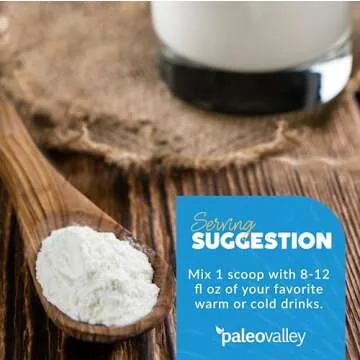 Paleovalley 100% Grass Fed Bone Broth Protein Powder - Vanilla - Rich in Collagen for Hair, Skin, Gut Health, Bone and Joint Support - 28 Servings