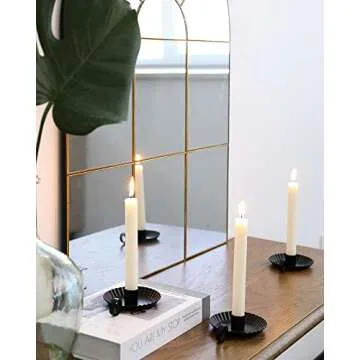DN DECONATION Candlestick Candle Holders, Black Metal Candle Stick Holders for Taper Candlesticks, F...