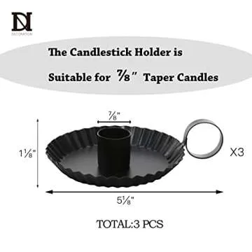 DN DECONATION Candlestick Candle Holders, Black Metal Candle Stick Holders for Taper Candlesticks, Farmhouse Candle Holders, Small Iron Candle Holders with Handle, Set of 3