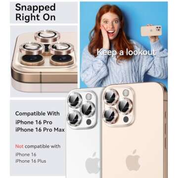 Matekxy for iPhone 16 Pro/iPhone 16 Pro Max Camera Lens Protector Glitter, Anti-Scratch Bling Ring C...