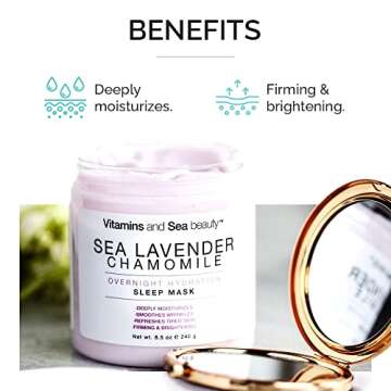 VITAMINS AND SEA BEAUTY, Hydrating Moisturizing Night Face Mask, Relaxing Overnight Facial with Sea Lavender and Chamomile, Skincare for All Skin Types, 8.5 Fl Oz