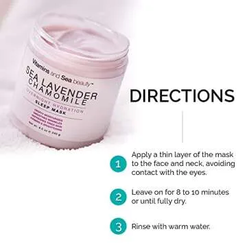 VITAMINS AND SEA BEAUTY, Hydrating Moisturizing Night Face Mask, Relaxing Overnight Facial with Sea Lavender and Chamomile, Skincare for All Skin Types, 8.5 Fl Oz