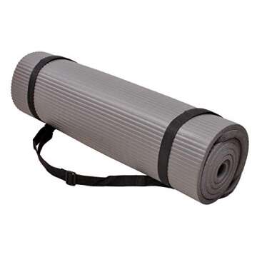 Fitvids All Purpose 1/2-Inch Extra Thick High Density Anti-Tear Exercise Yoga Mat and Knee Pad with Carrying Strap, Gray