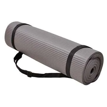 Fitvids All Purpose 1/2-Inch Extra Thick High Density Anti-Tear Exercise Yoga Mat and Knee Pad with Carrying Strap, Gray