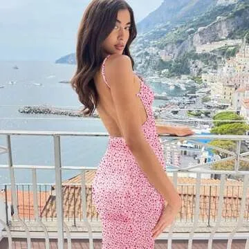 Stylish KMBANGI Backless Floral Maxi Dress for Women