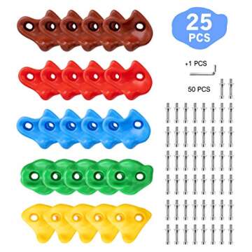 TOPNEW 25PCS Rock Climbing Holds for Kids, Large Climbing Holds for Play Set, Swingset - Adult Rock ...
