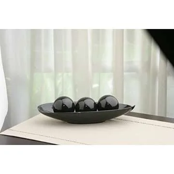 Hosley Decorative Bowl and Orb Set. Ideal Gift for Weddings Special Occasions and for Decorative Centerpiece in Your Living Dining Room (Black)