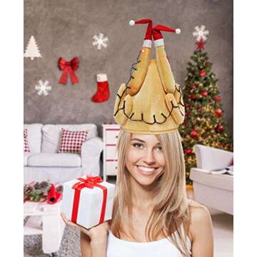 Evaliana Unisex Turkey Hat, Drumsticks Cap Christmas Costume Thanksgiving