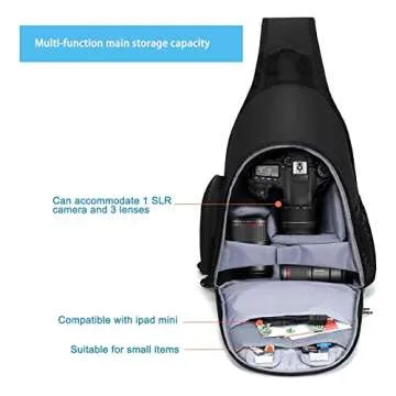 MOSISO Camera Bag Sling Backpack, DSLR/SLR/Mirrorless Full Open Camera Case with Tripod Holder&Rain ...