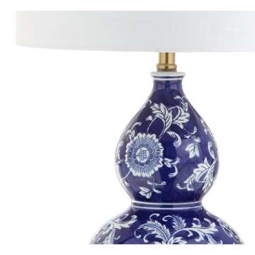 JONATHAN Y JYL3003A Lee 27" Ceramic Chinoiserie LED Table Lamp Traditional Bedside Desk Nightstand Lamp for Bedroom Living Room Office College Bookcase LED Bulb Included, Blue/White